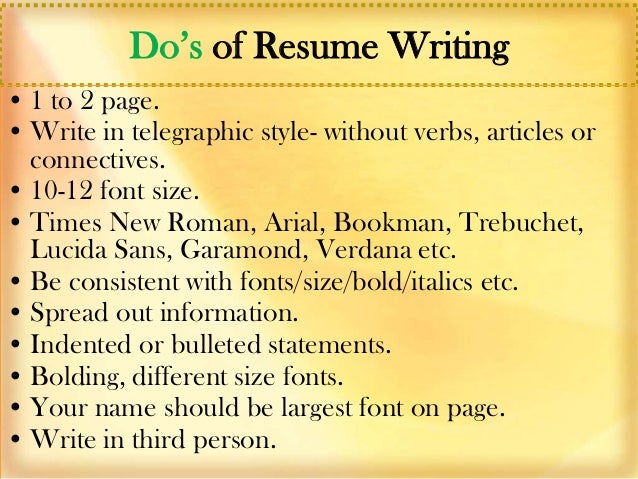 resume third person