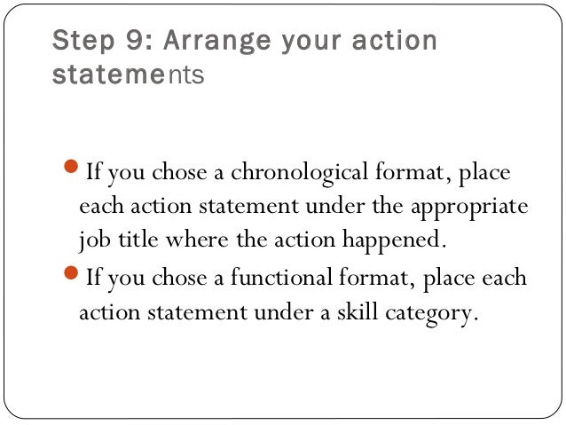 resume action statements