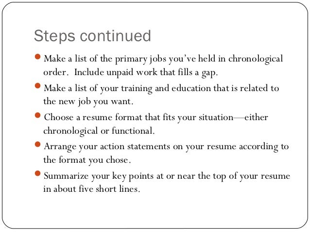 steps for writing a resumes