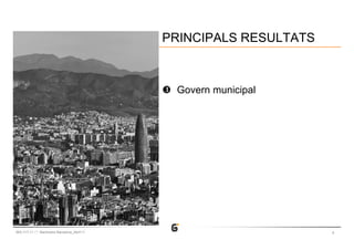 PRINCIPALS RESULTATS



                                             Govern municipal




663-117-11   Baròmetre Barcelona_Abril’11                          9
 