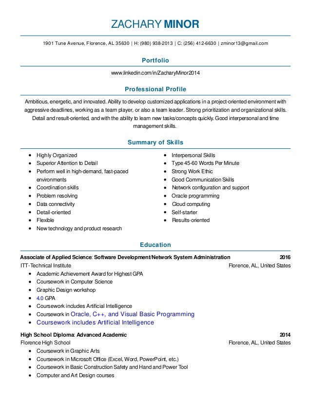 Resume Zac Minor Resume Zac Minor