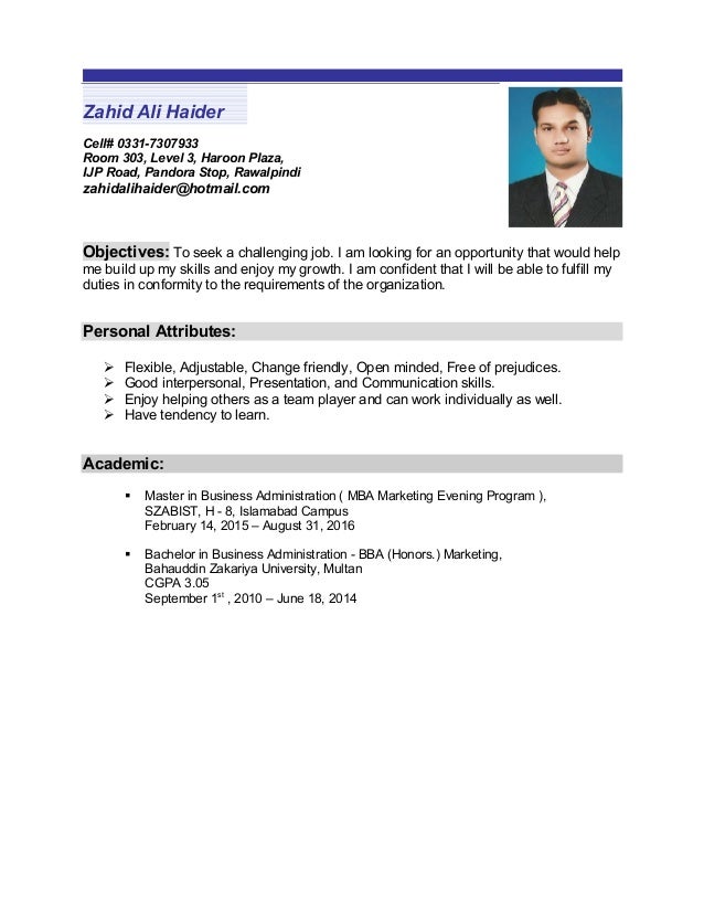 resume zahid