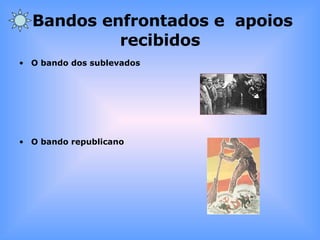 Bandos enfrontados e  apoios recibidos O bando dos sublevados O bando republicano 