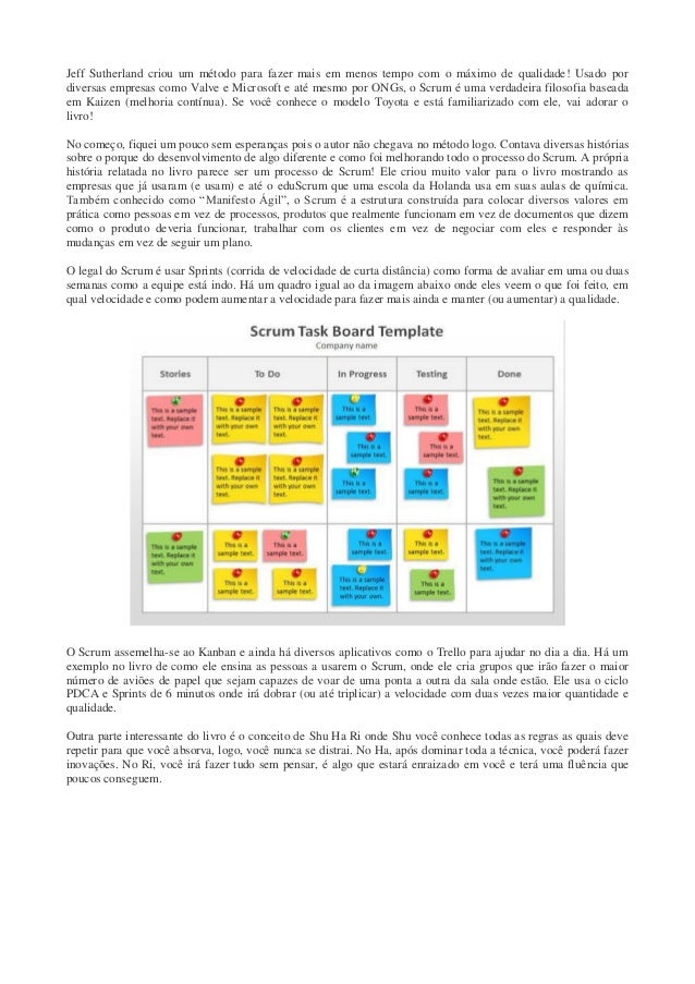 Resumo do livro SCRUM a arte de fazer o dobro do trabalho