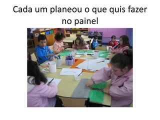 Cada um planeou o que quis fazer
no painel
 