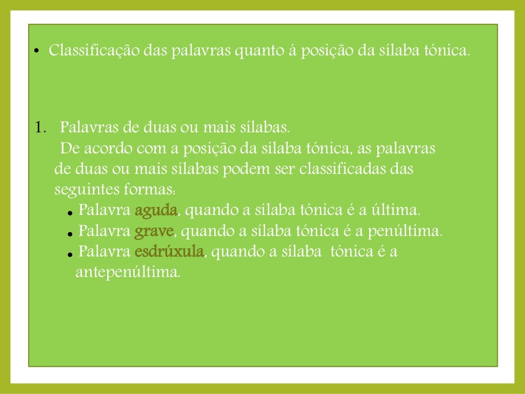 Resumo da gramática - classe de palavras