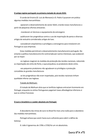 Resumo De História do 8º Ano