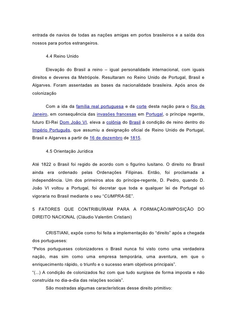Resumo direito no brasil colonial