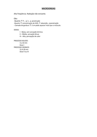 Resumão Eletroterapia