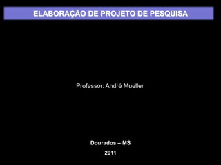 ELABORAÇÃO DE PROJETO DE PESQUISA Professor: André Mueller Dourados – MS 2011 