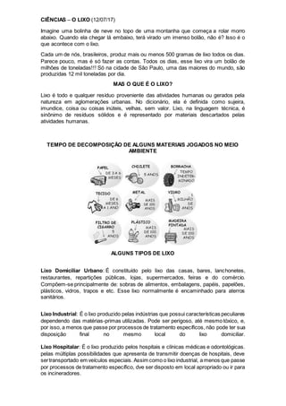 Resumo sobre o lixo | PDF