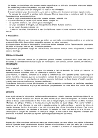 Resumo sobre seres microscópicos | DOCX