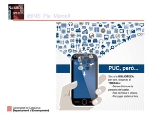 Enllaços d’interès (III)
 Protocols d’actuació Millora Convivència (Generalitat Cat):
http://xtec.gencat.cat/ca/centres/projeducatiu/convivencia/recursos/resconflictes/
● Internet Segura i usos Responsables TICs (Generalitat Cat):
http://xtec.gencat.cat/ca/recursos/tecinformacio/internet_segura/
● Document “Les Tecnologies Mòbils Als Centres Educatius” (Generalitat Cat):
http://consellescolarcat.gencat.cat/ca/detall/noticia/publicacio_mobils
● M-schools (Generalitat Cat):
http://xtec.gencat.cat/ca/projectes/mschools/
● Presentació Jordi Vivancos:
http://www.sobrepantalles.net/2016/10/sessio-1-univers20-privacitat-i-normatives-digita
● Tota la informació del Seminari Univers 2.0 i altres sobre TICs a Granollers. (Servei
Salut Pública de l’Ajuntament de Granollers)
http://www.sobrepantalles.net/
 