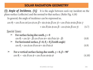 M.SURESH, EEE Dept 203
SOLAR RADIATION GEOMETRY
 