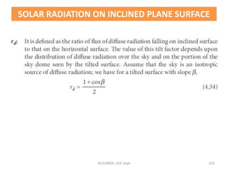 M.SURESH, EEE Dept 219
SOLAR RADIATION ON INCLINED PLANE SURFACE
 