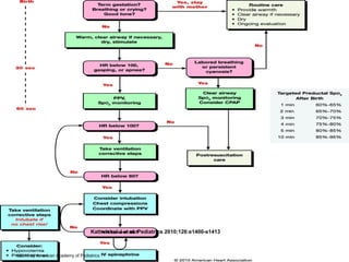 Newborn Resuscitation Algorithm.

Kattwinkel J et al. Pediatrics 2010;126:e1400-e1413

©2010 by American Academy of Pediatrics

 