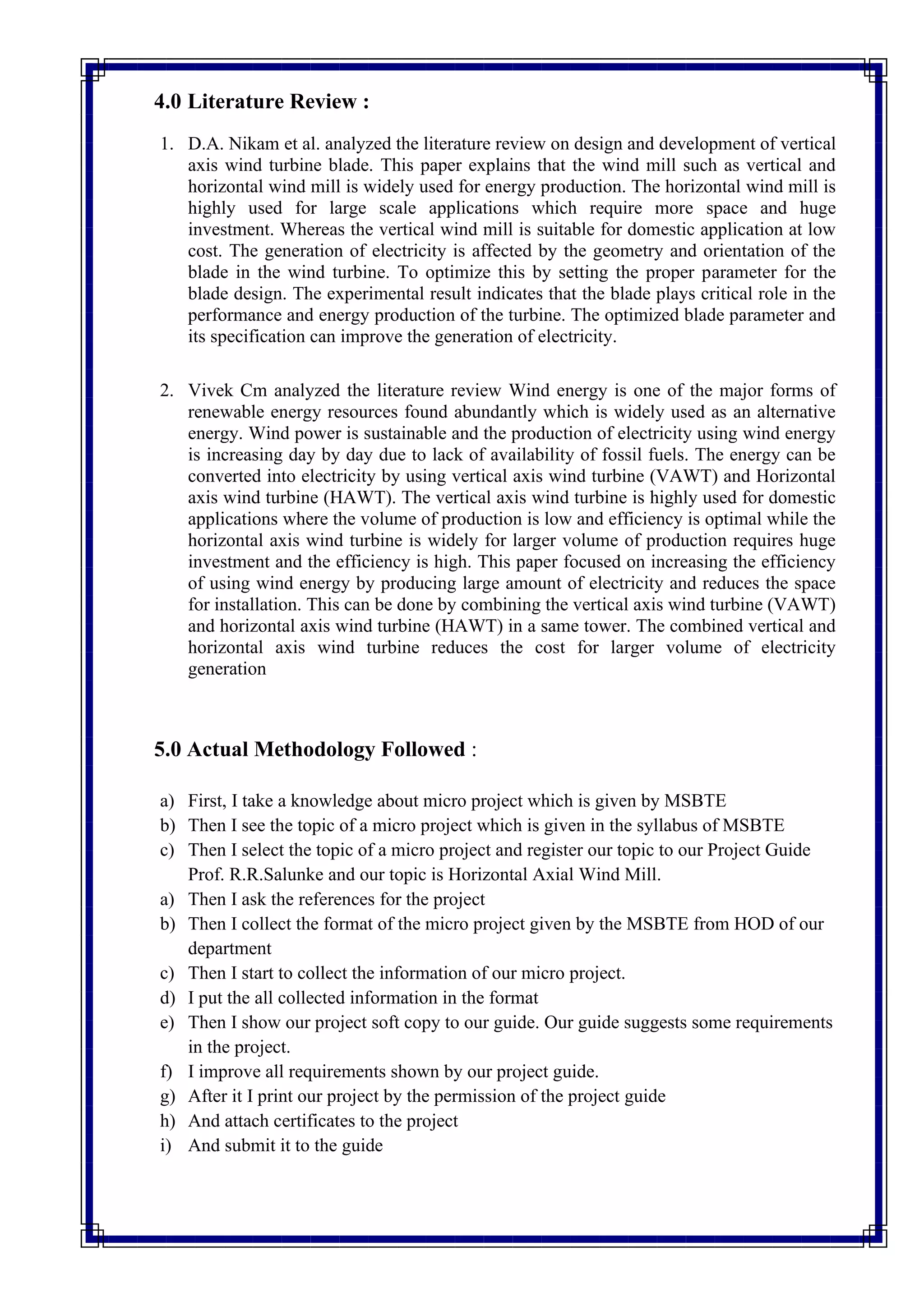 Horizontal Axis Wind Mill | PDF