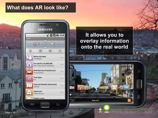 Page  39
What does AR look like?
It allows you to
overlay information
onto the real world
 