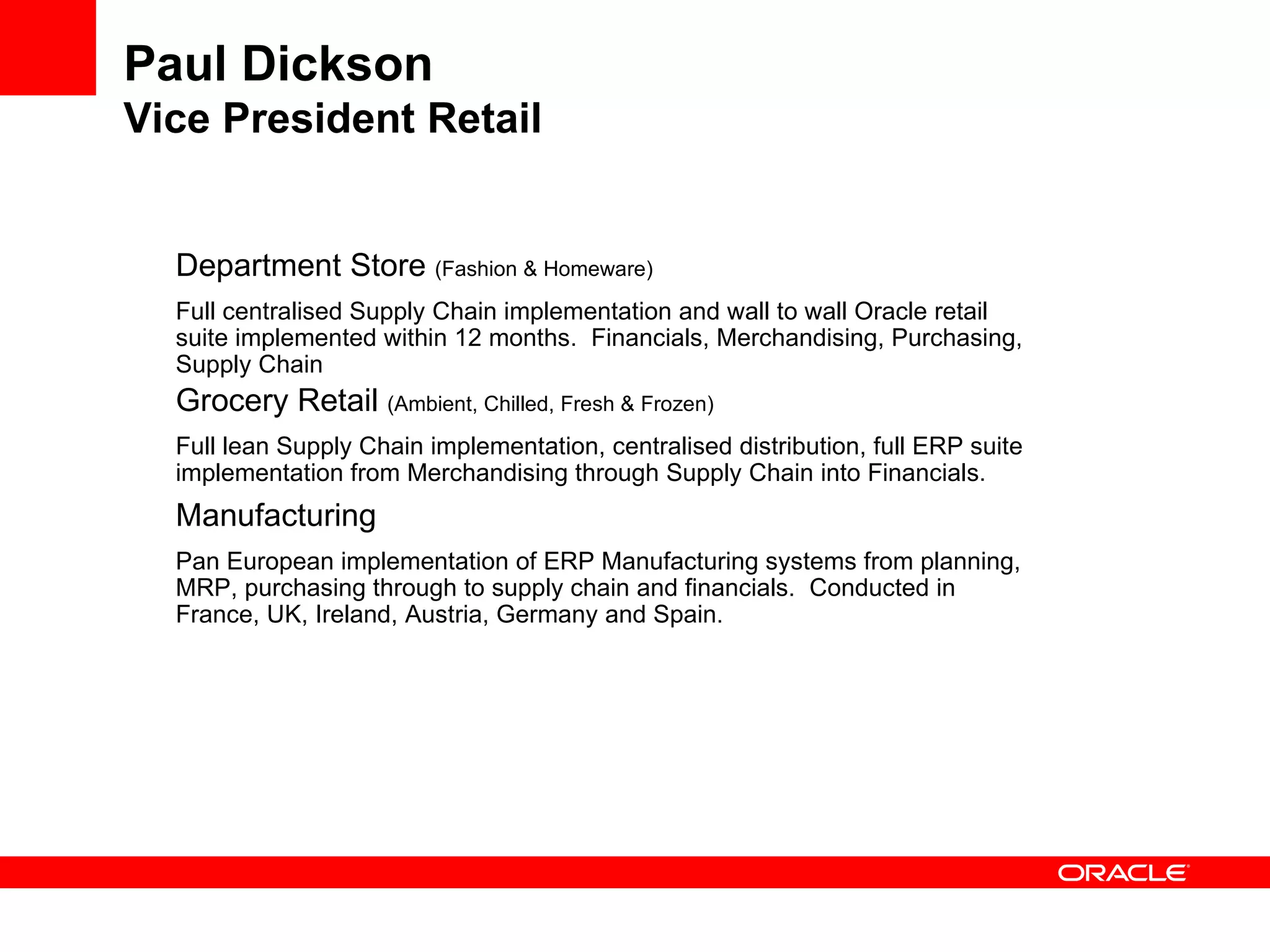 Oracle Retail - Insight Driven Retailing | PPT