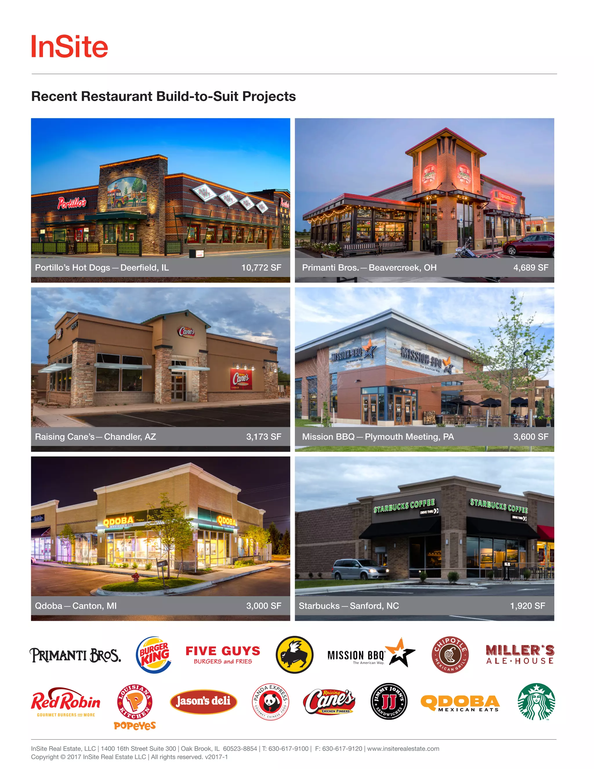 InSite Real Estate Recent Restaurant BuildtoSuit Projects PDF