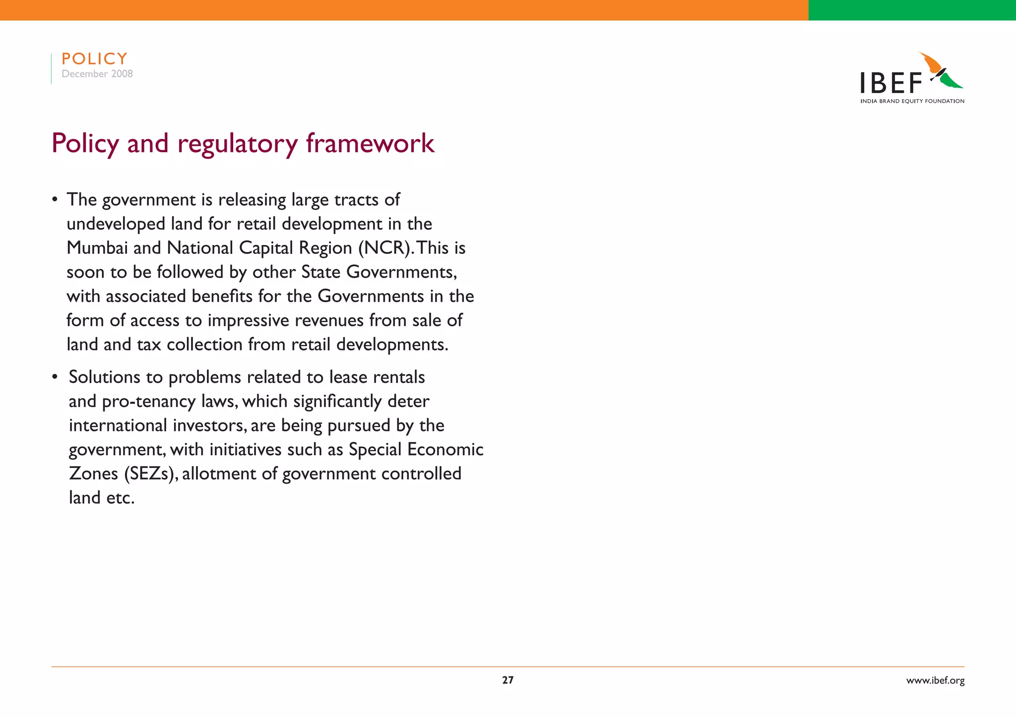 Indian Retail Industry Presentation 060109
