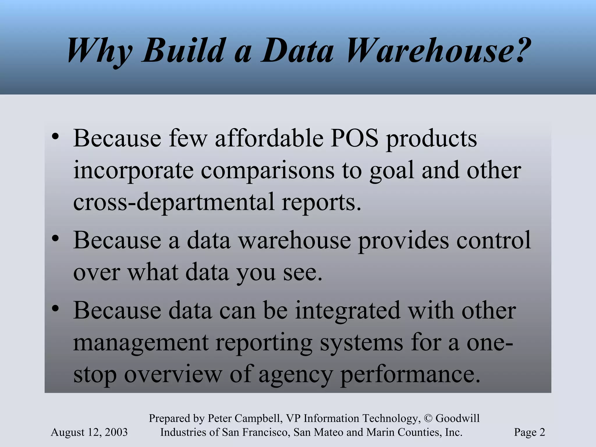 Retail Data Warehouse | PPT | Databases | Computer Software and ...