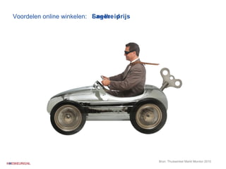 Voordelen online winkelen: Snelheid Lagere prijs Bron: Thuiswinkel Markt Monitor 2010 