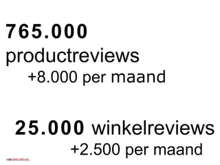 765.000  productreviews +8.000 per  maand 25.000  winkelreviews +2.500 per maand 