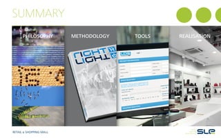 SUMMARY
RETAIL & SHOPPING MALL
PHILOSOPHY METHODOLOGY TOOLS REALISATION
 