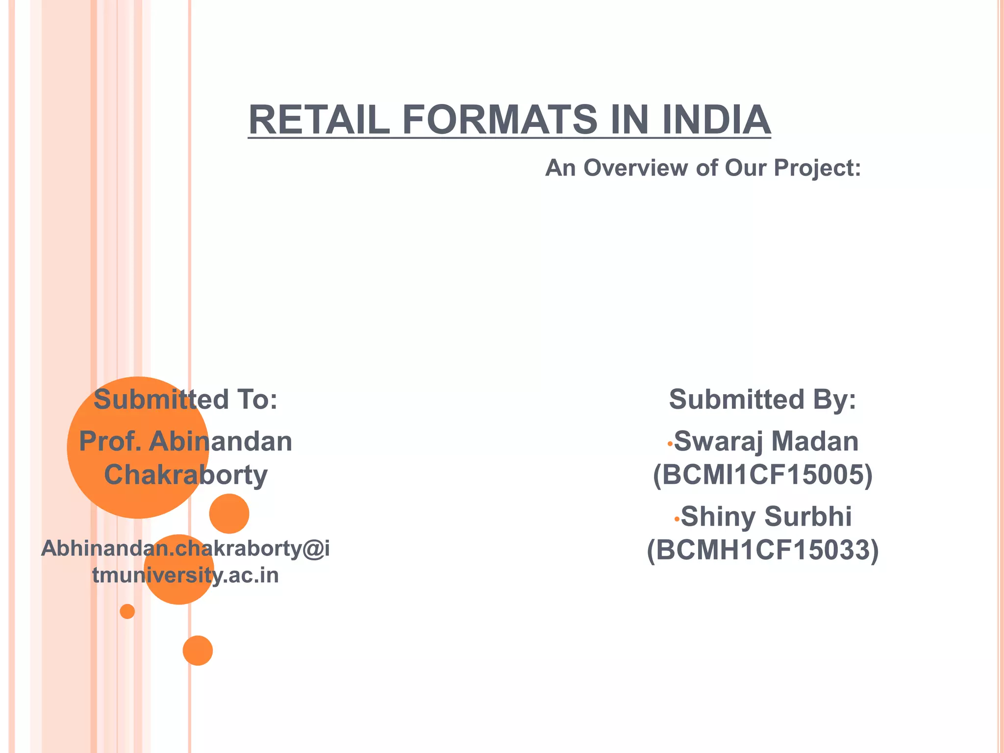 Retail formats in india PPT