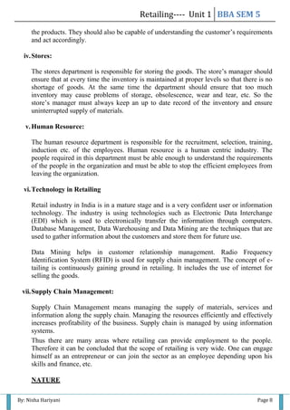 Retail Management Bba Notes.pdf Retailing - Unit 1 BBA 5.docx