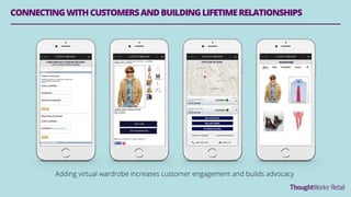 Adding virtual wardrobe increases customer engagement and builds advocacy
CONNECTINGWITHCUSTOMERSANDBUILDINGLIFETIMERELATIONSHIPS
 