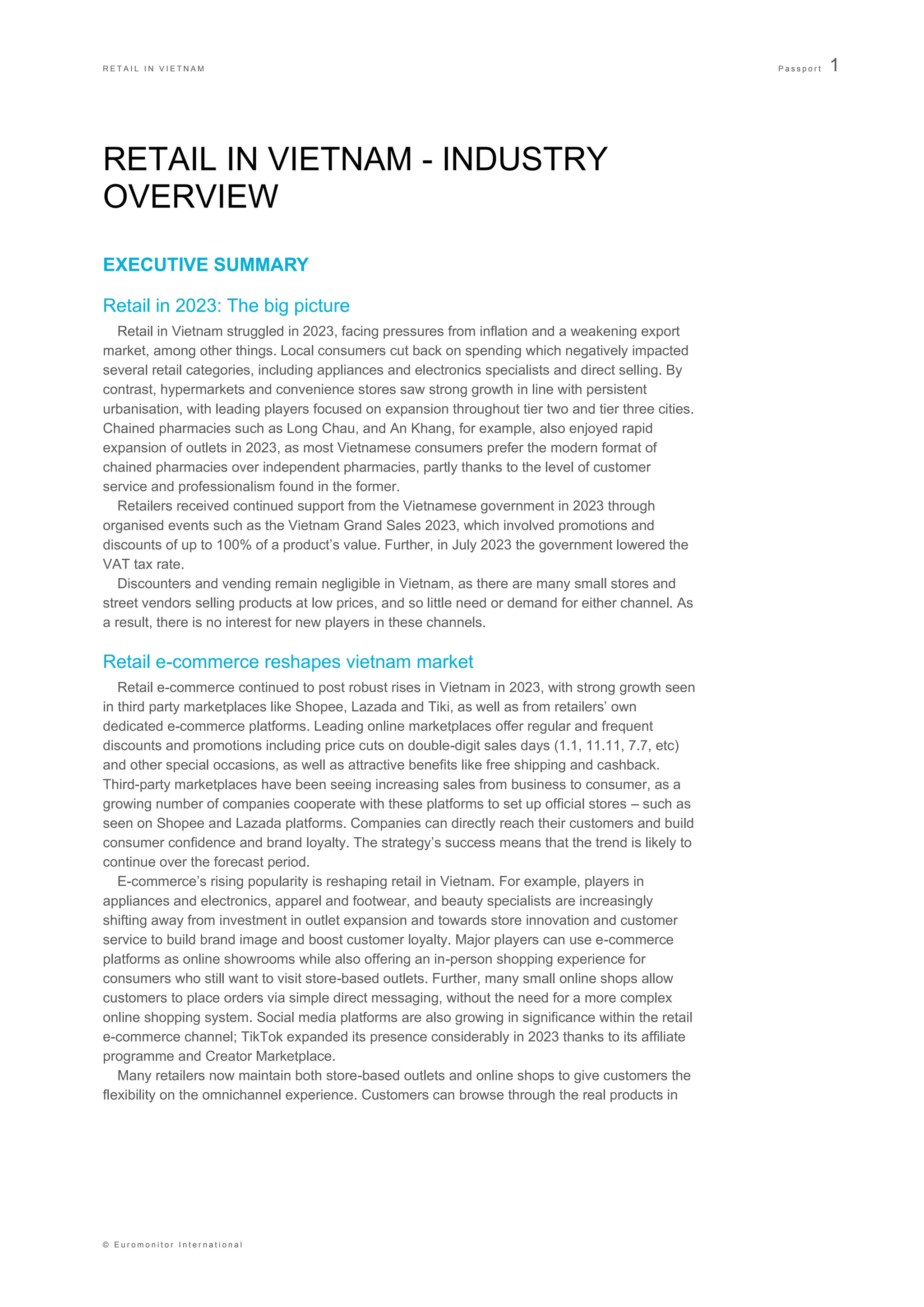 Retail in Vietnam - full Market Report 2024 | PDF