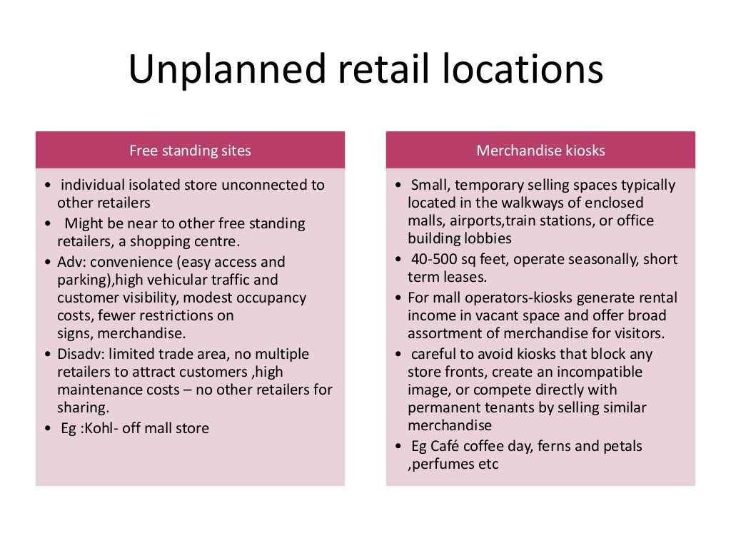 Retail locations