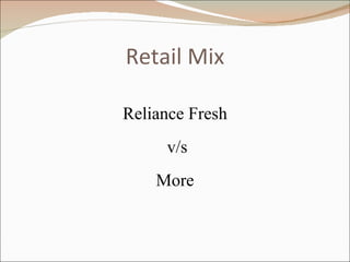 Retail Mix Reliance Fresh v/s More 