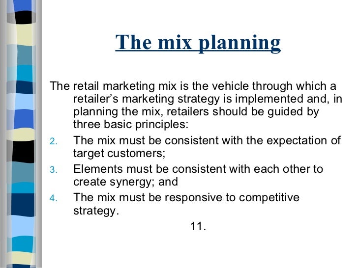 elements of retail marketing mix