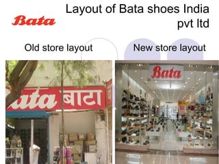 Layout of Bata shoes India
                             pvt ltd
Old store layout     New store layout
 