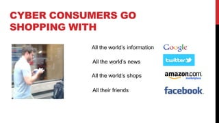 CYBER CONSUMERS GO
SHOPPING WITH
All the world’s information
All the world’s news
All the world’s shops
All their friends
 