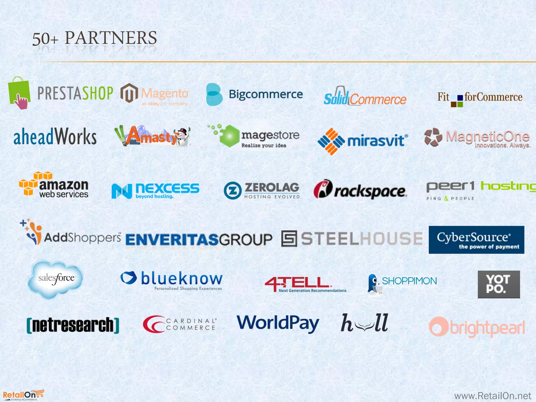 www.RetailOn.net
50+ PARTNERS
 