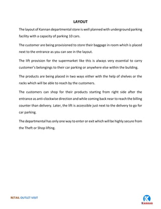 Shop Tour Example Format Kannan Departmental Store-retail visit | PDF