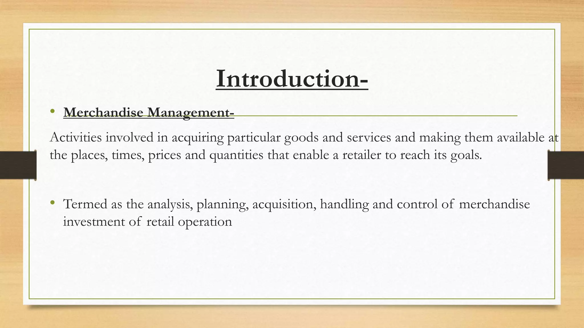 Retail Merchandising Planning | PPTX