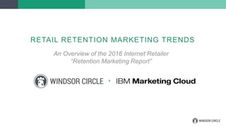 RETAIL RETENTION MARKETING TRENDS
An Overview of the 2016 Internet Retailer
“Retention Marketing Report”
+
 