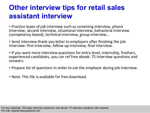 sales assistant job interview