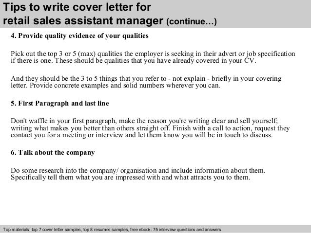 Cover Letter For Retail Sales Assistant