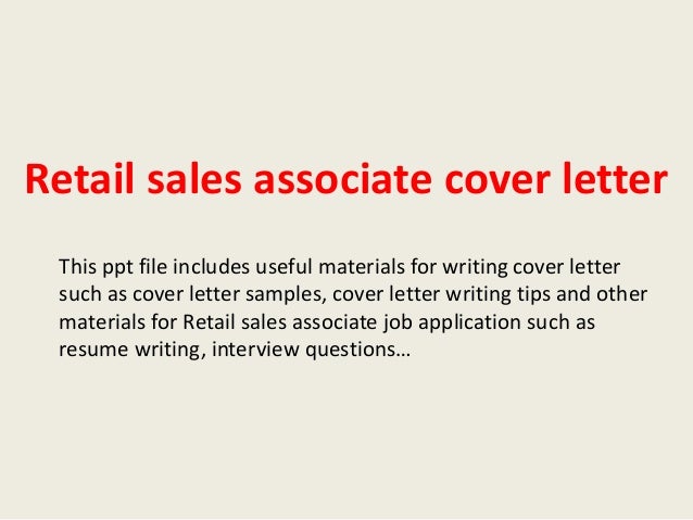 Retail sales associate cover letter