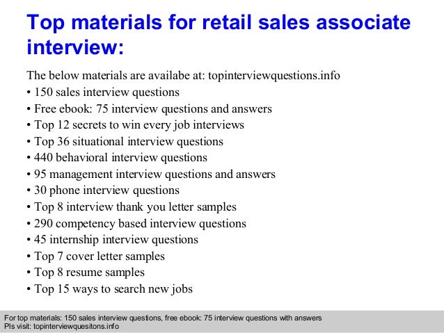 Retail sales associate interview questions and answers