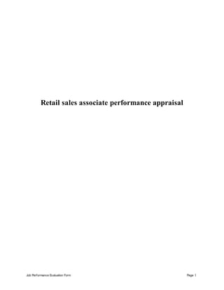 Job Performance Evaluation Form Page 1
Retail sales associate performance appraisal
 