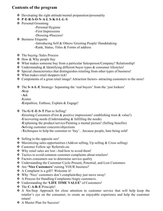 Retail sales training | PDF