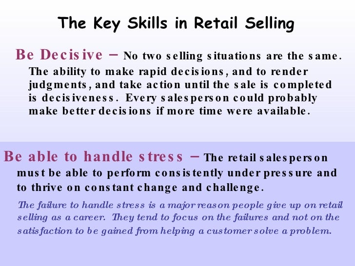 retail selling skills retail sales skills