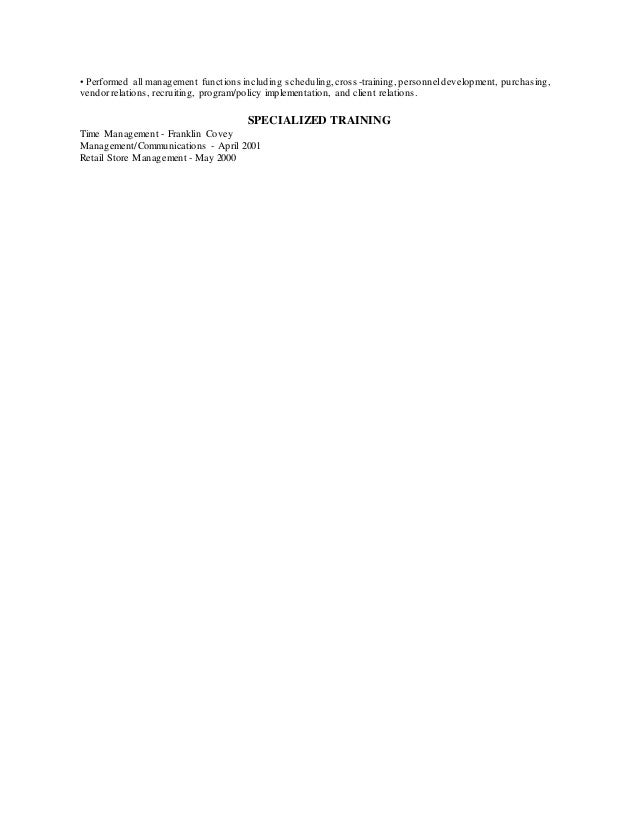 store manager cv